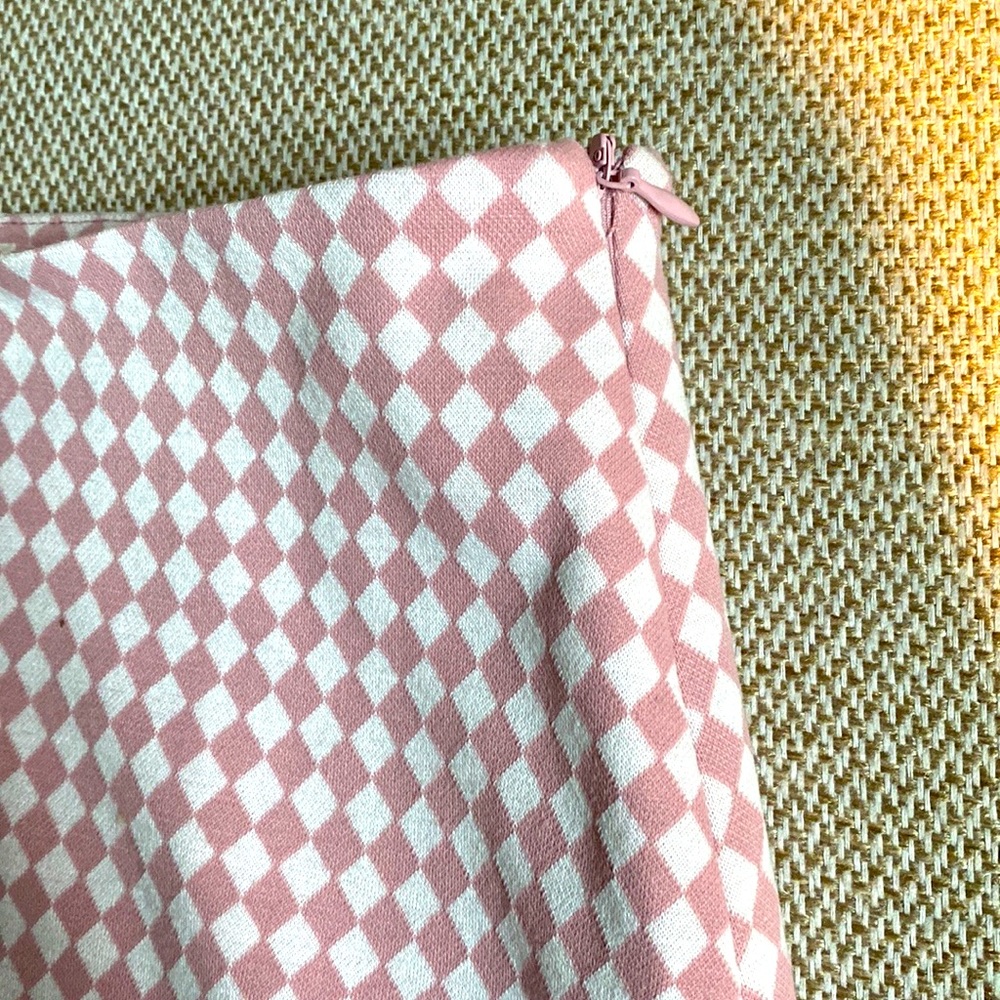 NWOT Altar’d State Pink and White Checkered Skirt - Picture 3 of 6